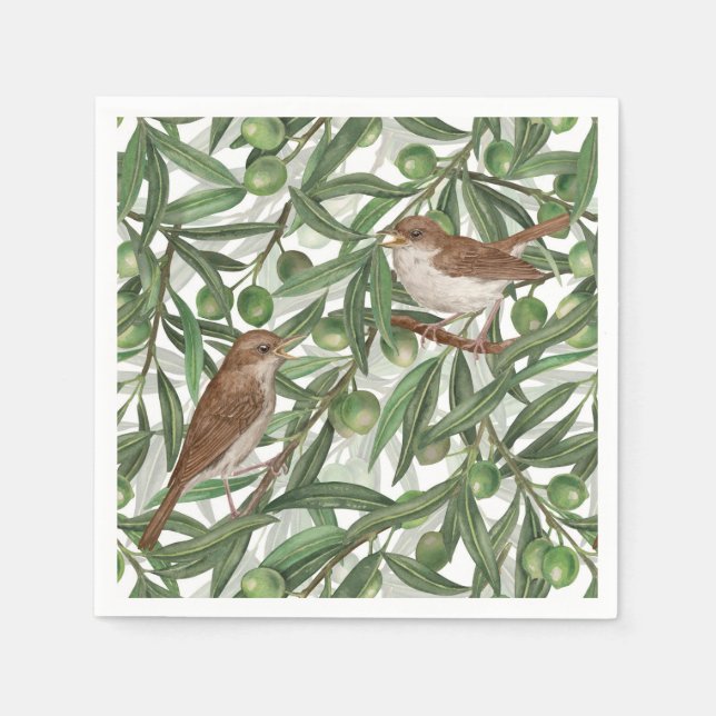 Nightingales in the olive tree napkin (Front)