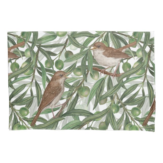 Nightingales in the olive tree pillowcase (Front-Left)