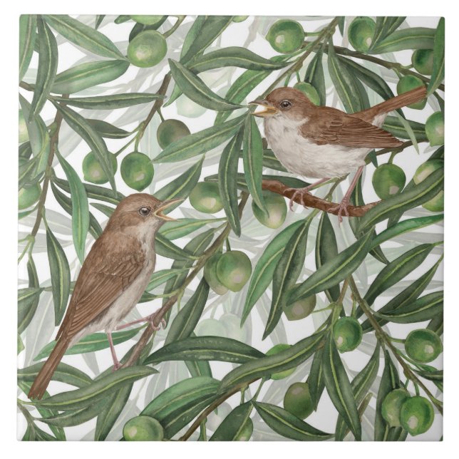 Nightingales in the olive tree tile (Front)