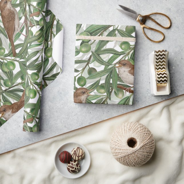 Nightingales in the olive tree wrapping paper (Crafts)