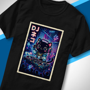Nightlife Cyberpunk Japanese Music Art Cute DJ Cat T-Shirt