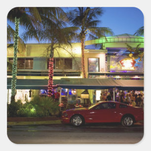 Nightlife on Ocean Drive, South Beach, Miami Square Sticker