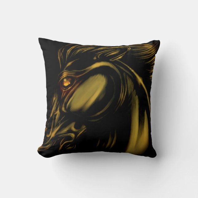 Nightlord Bronze Throw Pillow Garon Whited (Front)