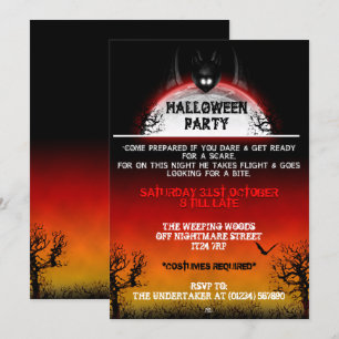 Nightmare Bat Halloween Invitations (Sunset)