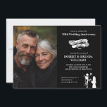 Nightmare Before Christmas Anniversary - Photo Invitation<br><div class="desc">Celebrate your love with a touch of spooky romance using this Nightmare Before Christmas inspired anniversary invitation. The design features a split layout with a photo area on the left, perfect for showcasing the happy couple, and a striking black background on the right with white gothic text. A vintage-style banner...</div>