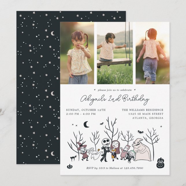 Nightmare Before Christmas Birthday Photo Collage Invitation (Front/Back)