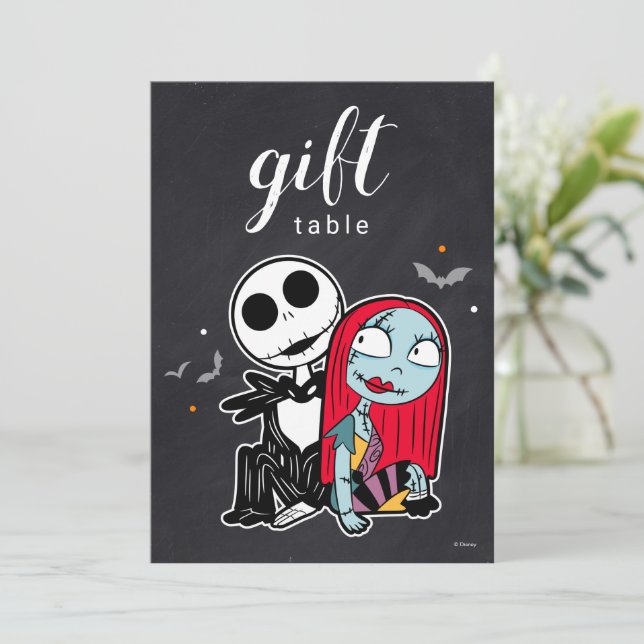 Nightmare Before Christmas Chalkboard Birthday Card (Standing Front)