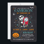 Nightmare Before Christmas Chalkboard Birthday Invitation<br><div class="desc">Step into a realm where eerie charm meets celebratory flair with this captivating Nightmare Before Christmas chalkboard birthday invitation. The design immerses you in a gothic atmosphere reminiscent of Tim Burton’s iconic world, with a dark, hand-drawn chalkboard background setting the stage for a mysterious yet festive celebration. Prominently featured are...</div>