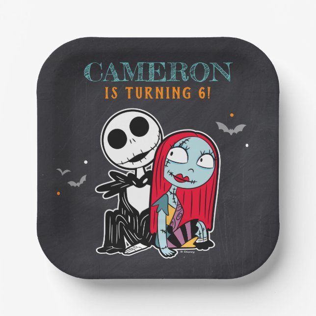 Nightmare Before Christmas Chalkboard Birthday Paper Plate (Front)