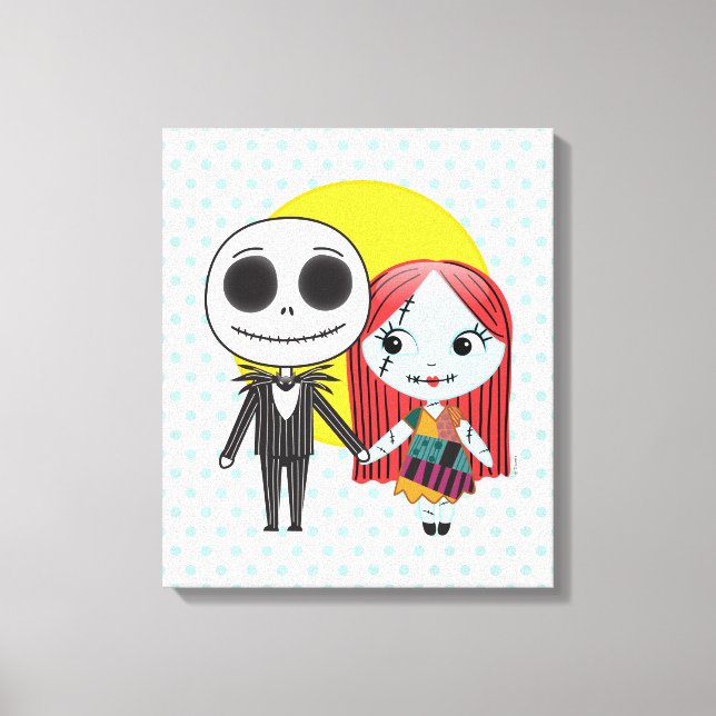 Nightmare Before Christmas | Jack & Sally Emoji 4 Canvas Print (Front)