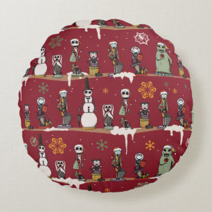 Nightmare Before Christmas Nutcracker Pattern Round Pillow