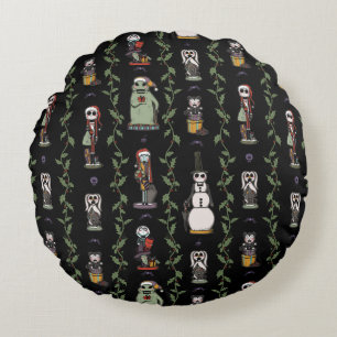 Nightmare Before Christmas   Nutcracker Pattern Round Pillow