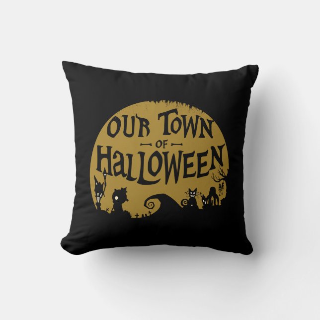 Nightmare Before Christmas | Our Town Of Halloween Throw Pillow (Front)