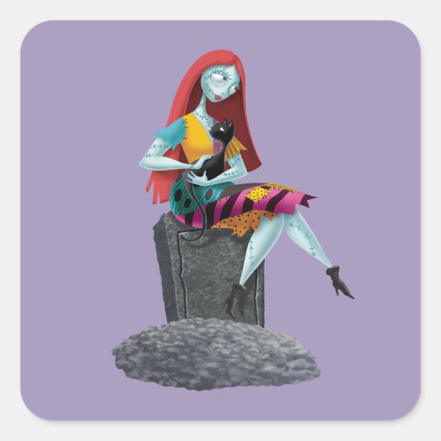 Nightmare Before Christmas | Sally & Cat Sitting Square Sticker (Front)
