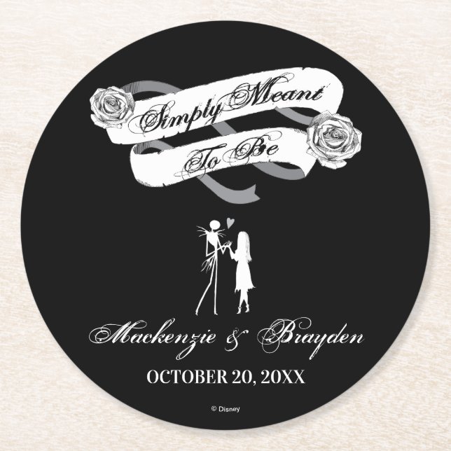 Nightmare Before Christmas - Wedding Round Paper Coaster (Front)