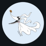 Nightmare Before Christmas | Zero Classic Round Sticker<br><div class="desc">Celebrate the ghostly charm of Disney’s Nightmare Before Christmas with this Zero classic round sticker. Featuring Jack Skellington’s loyal ghost dog, this Tim Burton-inspired design showcases Zero floating playfully against a dark, eerie backdrop, capturing the whimsical magic of Halloween Town. Perfect for scrapbooking, decorating gifts, sealing envelopes, or personalizing everyday...</div>