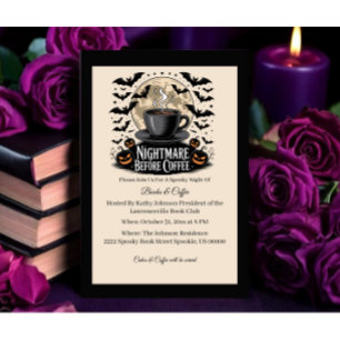 Nightmare Before Coffee Halloween Book Club Invitation