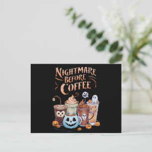 Nightmare Before Coffee Pumpkin Spice Halloween Postcard