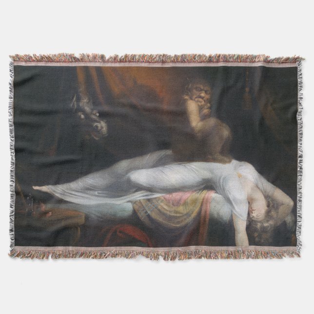Nightmare by Henry Fuseli Gothic Macabre Dark Art Throw Blanket (Front)