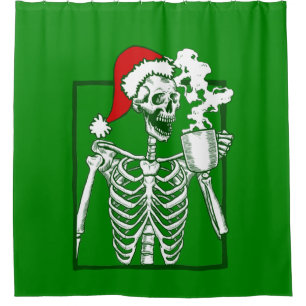 nightmare christmas skeleton drinking coffee skull
