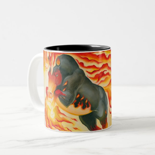 Nightmare Fire Horse Two-Tone Coffee Mug (Front Left)
