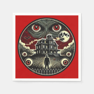 Nightmare Gaze Haunted House Halloween Napkin