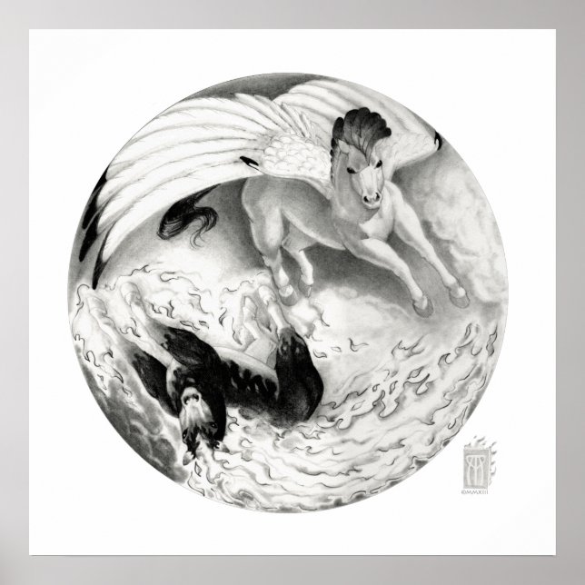 Nightmare/Mesa Pegasus Yin Yang in black and white Poster (Front)