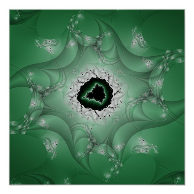 Nightmares | Green and White Fractal Art Poster (Front)