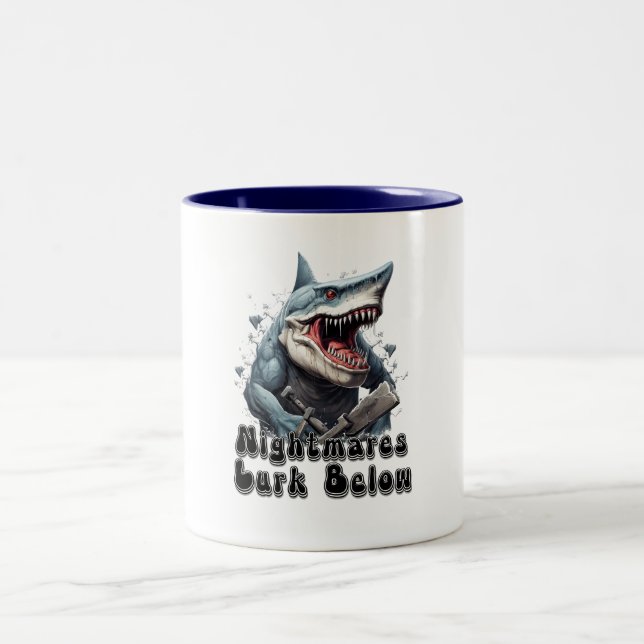 Nightmares Lurk Below gift idea Two-Tone Coffee Mug (Center)