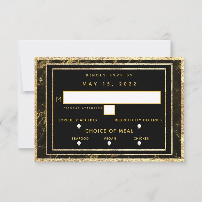 Nights In Granite Gold Wedding 3 Meal Choice RSVP (Front)
