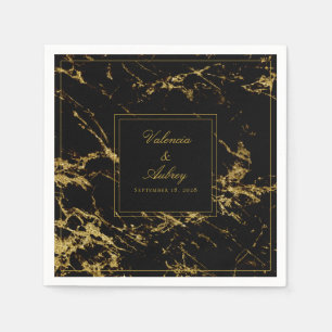 Nights In Granite & Gold Wedding 5 Inch Cocktail Napkin