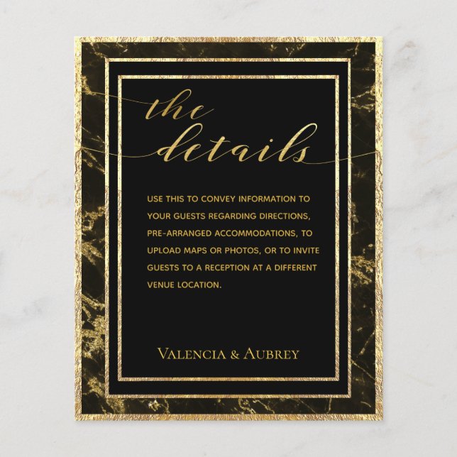 Nights In Granite & Gold Wedding Details Enclosure (Front)