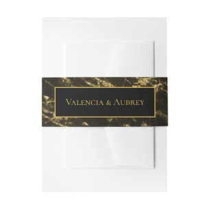 Nights In Granite & Gold Wedding Invitation Suite Invitation Belly Band