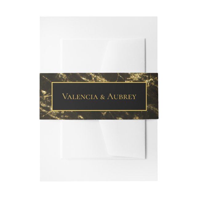 Nights In Granite & Gold Wedding Invitation Suite Invitation Belly Band (Front Example)