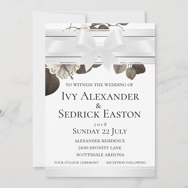 Nights in White Satin Sepia Garden Invitations (Back)