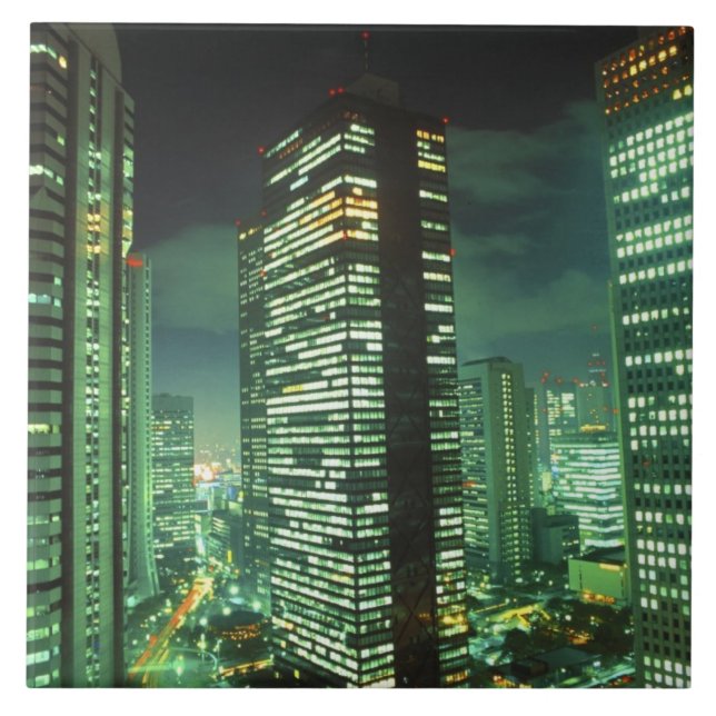 Nightscape, Shinjuku, Tokyo, Japan Tile (Front)