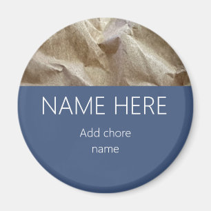Nighttime Blue Grey Crinkled Paper Name Chore Magnet