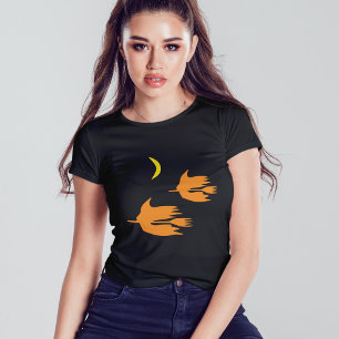 Nighttime Broom Ride - Halloween Witch Image.  T-Shirt
