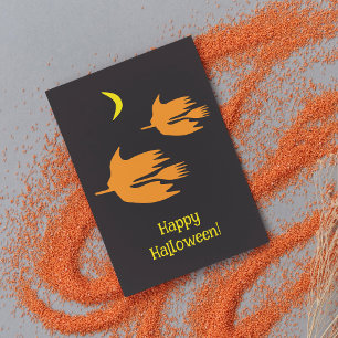 Nighttime Broom Ride - Happy Halloween! Postcard