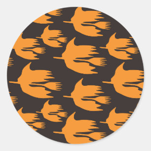 Nighttime Broom Ride - seamless Halloween pattern Classic Round Sticker