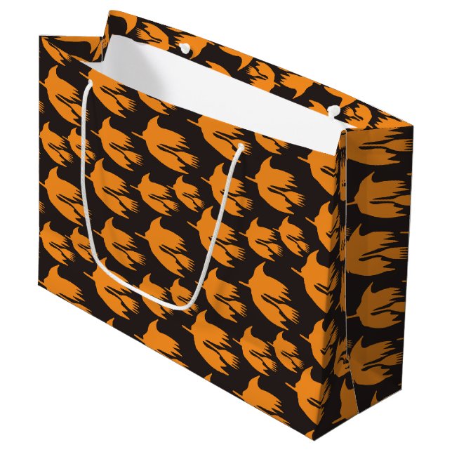 Nighttime Broom Ride - seamless Halloween pattern Large Gift Bag (Front Angled)