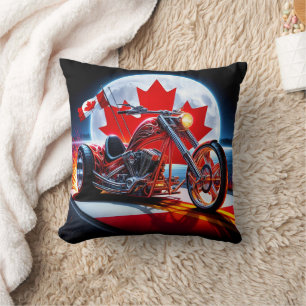 Nighttime Canadian pride on a custom bike Throw Pillow