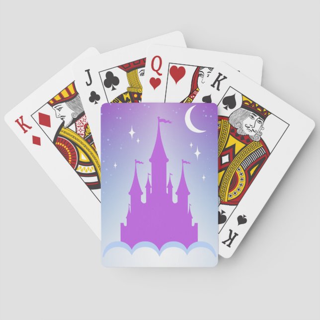 Nighttime Dreamy Castle In The Clouds Starry Sky Playing Cards (Back)