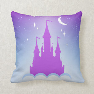 Nighttime Dreamy Castle In The Clouds Starry Sky Throw Pillow