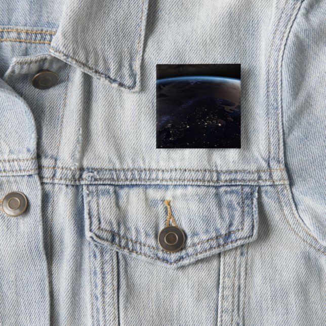 Nighttime Far Northern Europe 2 Inch Square Button (In Situ)