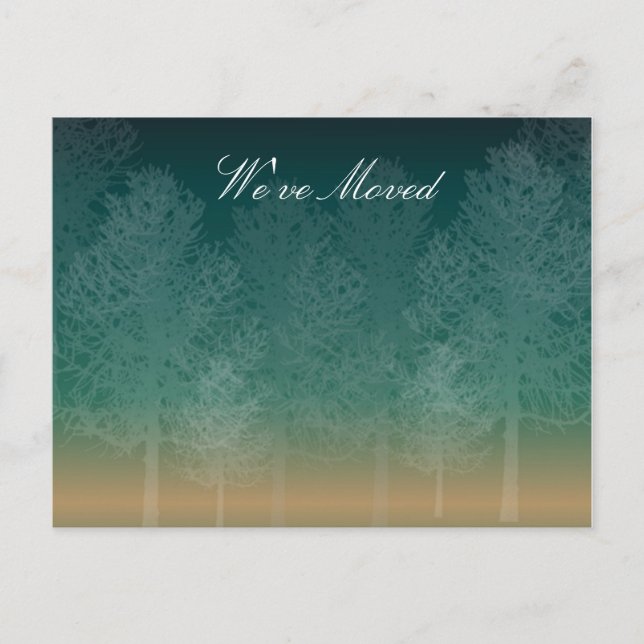 Nighttime Forest We've Moved Announcement Postcard (Front)