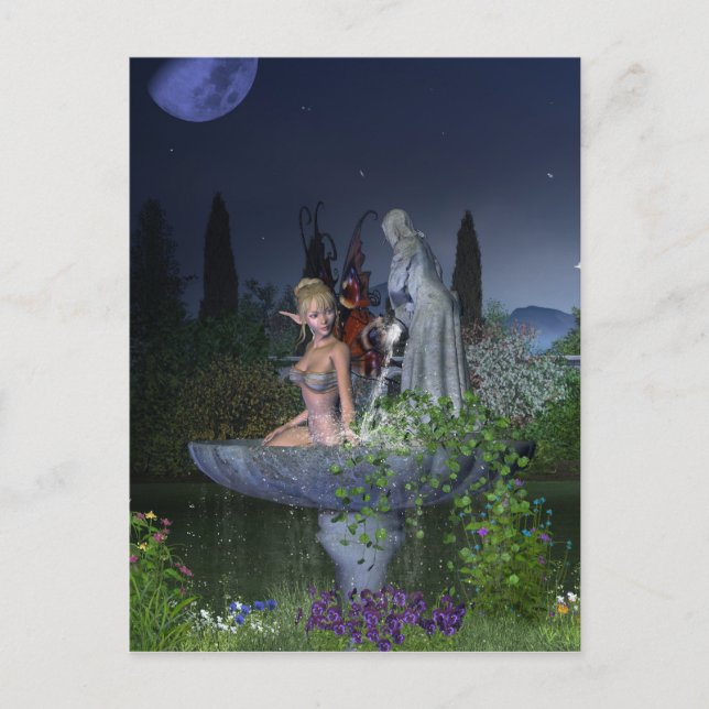Nighttime Garden Fairy Postcard (Front)