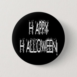 Nighttime Happy Halloween Text 2 Inch Round Button