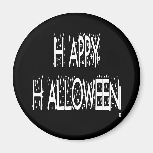 Nighttime Happy Halloween Text Magnet (Front)