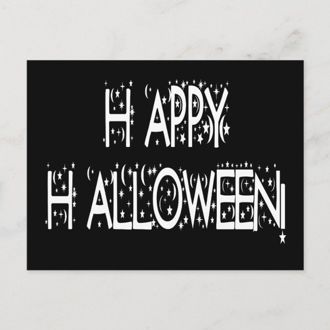 Nighttime Happy Halloween Text Postcard (Front)